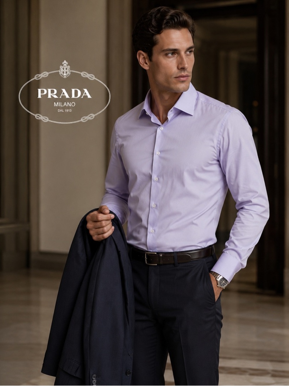 Authentic Prada 2018 Lavender Purple Long Sleeve Nylon Cotton Shirt 39 15.5 $298